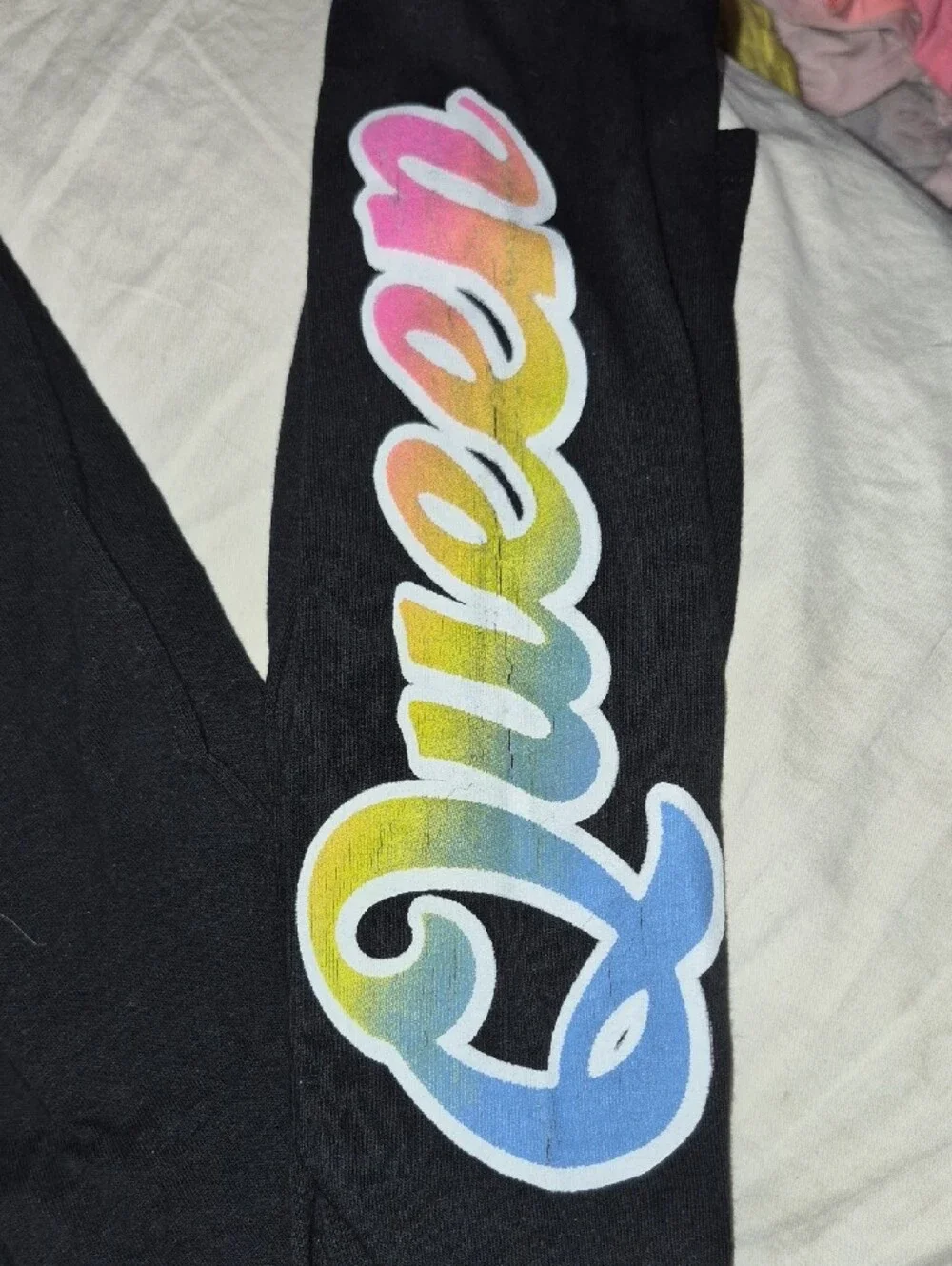 Cotton On Black Leggings with Rainbow 'Queen' Script